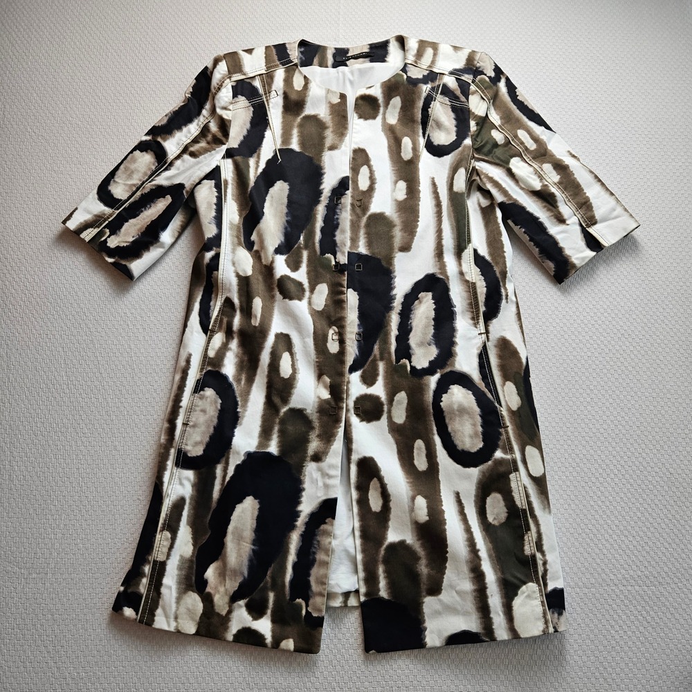 Elie Tahari M Topper Jacket Abstract AOP Print Open Front Old Money Luxury
